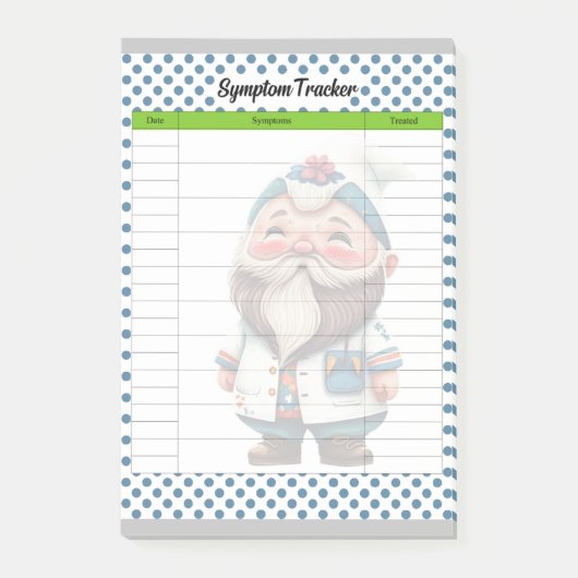 Schattige Doctor Gnome Theme Symptom Tracker Post-it® Notes (Voorkant)