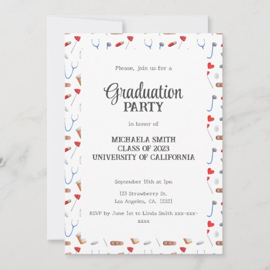 Schattige Doctor Graduation Party Kaart (Voorkant)