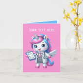 Schattige Doctor unicorn bericht toevoegen Kaart (Gele Bloem)