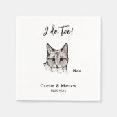 Schattige doe ik ook schets kattenbruiloft servet (Voorkant)