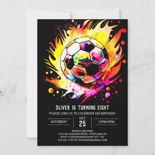 Schattige Doel Waterverf Voetbal Verjaardag Kaart (Voorkant)