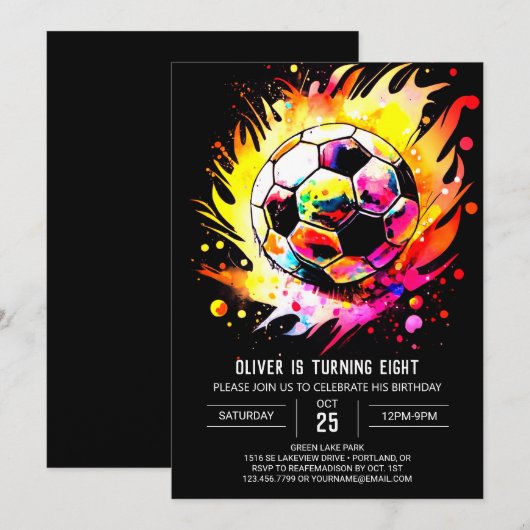 Schattige Doel Waterverf Voetbal Verjaardag Kaart (Voorkant / Achterkant)