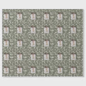 Schattige Dog Afbeelding Personaliseer Groene Kers Cadeaupapier (Vlak)