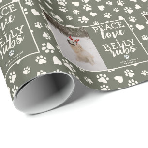 Schattige Dog Afbeelding Personaliseer Groene Kers Cadeaupapier