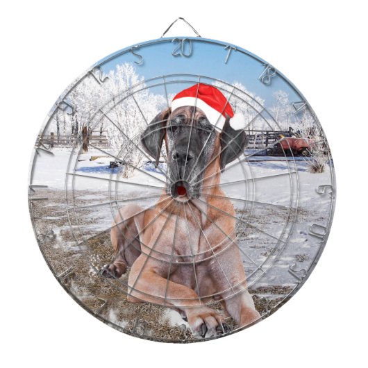 Schattige Dog Argentijn Sneeuw Kerst Muts Dartbord (Voorkant)