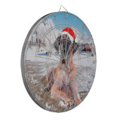 Schattige Dog Argentijn Sneeuw Kerst Muts Dartbord (Voorkant Links)