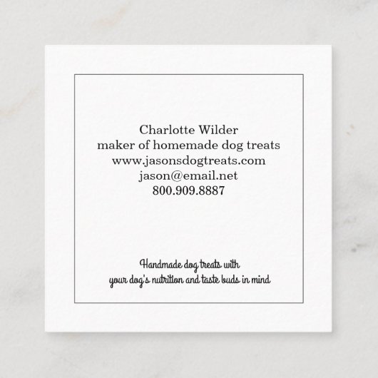 Schattige Dog Bakery Visitekaartje (Achterkant)