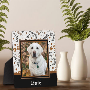 Schattige Dog Bark Botten Foto Gepersonaliseerd Na Fotoplaat