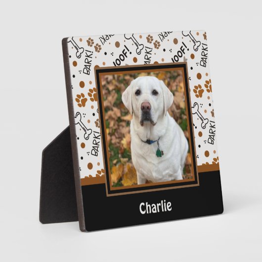 Schattige Dog Bark Botten Foto Gepersonaliseerd Na Fotoplaat (Voorkant)