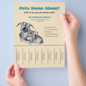 Schattige Dog Cat Pet Sitter Ad Scheur Blad Flyer (Hand)