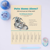 Schattige Dog Cat Pet Sitter Ad Scheur Blad Flyer (Enkel)