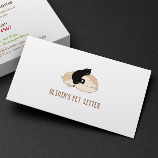 Schattige Dog & Cat Pet Sitting Petsitter Visitekaartje