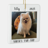 Schattige Dog Christmas Keepsake Tweezijdige Pet F Keramisch Ornament (Rechts)