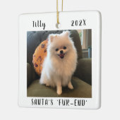 Schattige Dog Christmas Keepsake Tweezijdige Pet F Keramisch Ornament (Links)