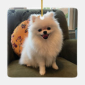 Schattige Dog Christmas Keepsake Tweezijdige Pet F Keramisch Ornament (Achterkant)