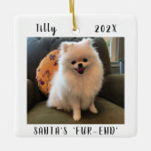 Schattige Dog Christmas Keepsake Tweezijdige Pet F Keramisch Ornament (Voorkant)