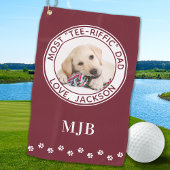 Schattige DOG DAD gepersonaliseerde foto Golfer Ro Golfhanddoek