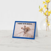 Schattige Dog Get Well Wenskaart Kaart (Gele Bloem)