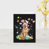 Schattige Dog Golden Retriever Fun Paasdag Egg Hun Kaart (Gele Bloem)