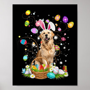 Schattige Dog Golden Retriever Fun Paasdag Egg Hun Poster