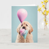 Schattige Dog Golden Retriever Wenskaart Kaart (Gele Bloem)