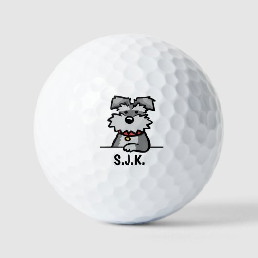 Schattige Dog Grey Schnauzer Aangepaste naam Golfballen (Voorkant)