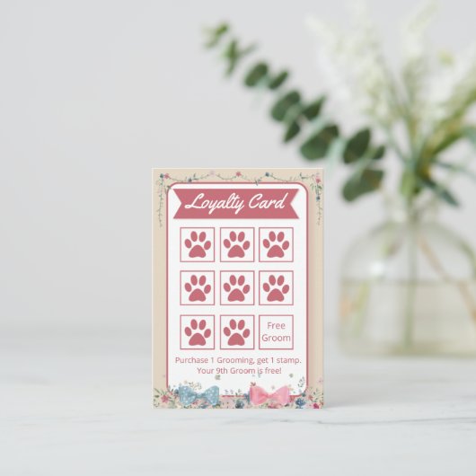 Schattige Dog Groomer Loyalty-Kaart Visitekaartje (Staand voorkant)