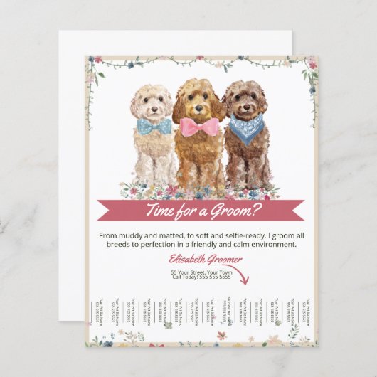 Schattige Dog Groomer Tear Sheet Flyer (Voorkant / Achterkant)