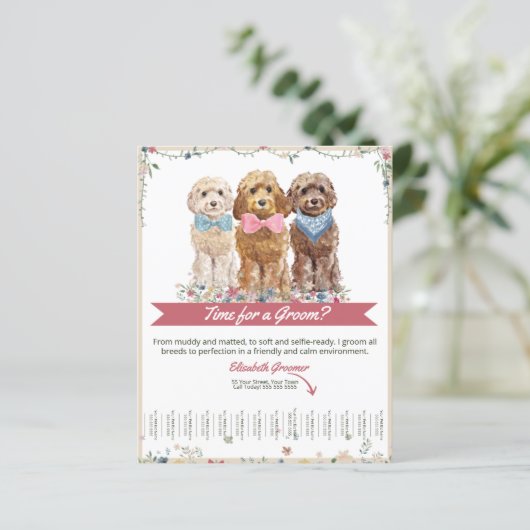 Schattige Dog Groomer Tear Sheet Flyer (Staand voorkant)