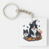 Schattige Dog Halloween Sleutelhanger (voorkant)