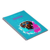 Schattige Dog Love Summer Time Pink Blue Notitieboek (Rechterzijde)