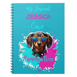 Schattige Dog Love Summer Time Pink Blue Notitieboek