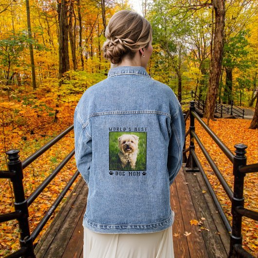 Schattige Dog Mam Gepersonaliseerde Pet Foto Denim Jacket
