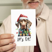 Schattige Dog Modern Script Waterverf Funny Christ Feestdagen Kaart