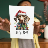 Schattige Dog Modern Script Waterverf Funny Christ Feestdagen Kaart