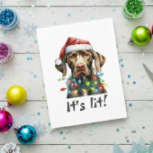 Schattige Dog Modern Script Waterverf Funny Christ Feestdagen Kaart