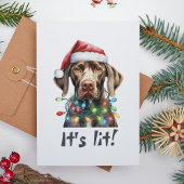 Schattige Dog Modern Script Waterverf Funny Christ Feestdagen Kaart