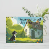 Schattige Dog Nieuwe Huis Bewegende Kaart (Staand voorkant)