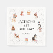 Schattige Dog Paw-Party Verjaardag Standaard Cockt Servet (Voorkant)