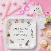 Schattige Dog Paw-Party Verjaardagsplein Papieren Bordje (Feest)