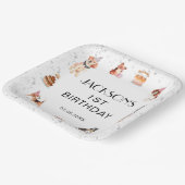 Schattige Dog Paw-Party Verjaardagsplein Papieren Bordje (Gebogen)