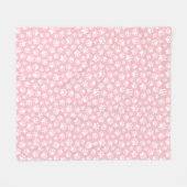 Schattige Dog Paw Pattern Wit en Pastel Roze Fleece Deken (Voorkant (Horizontaal))