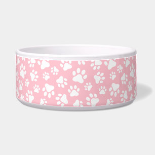 Schattige Dog Paw Pattern Wit en Pastel Roze Voerbakje
