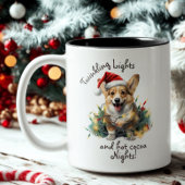 Schattige Dog Pet Modern Script Waterverf Kerst Tweekleurige Koffiemok