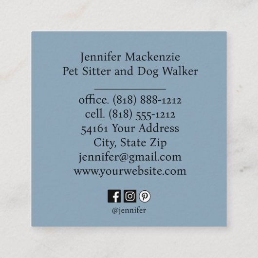 Schattige Dog Pet Sitter en Dog Walker Vierkante Visitekaartje (Achterkant)