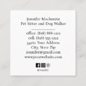 Schattige Dog Pet Sitter en Dog Walker Vierkante Visitekaartje (Achterkant)