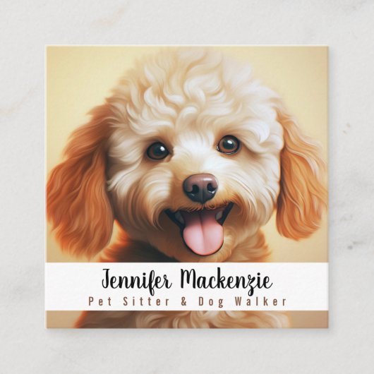 Schattige Dog Pet Sitter en Dog Walker Vierkante Visitekaartje (Voorkant)