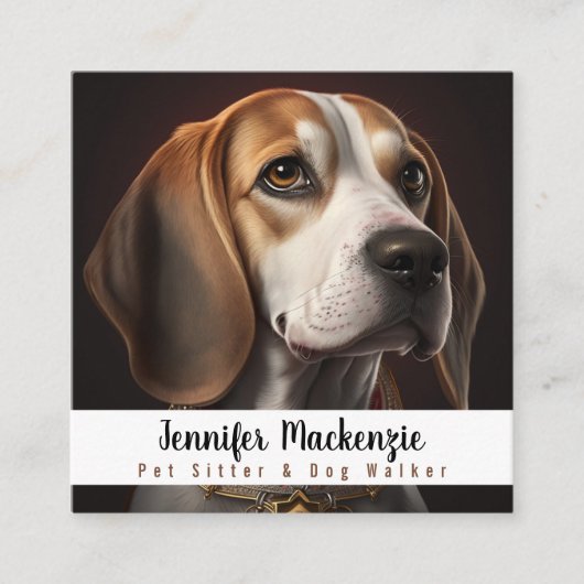Schattige Dog Pet Sitter en Dog Walker Vierkante Visitekaartje (Voorkant)