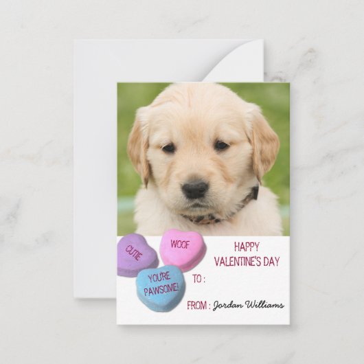 Schattige Dog Photo Classroom Valentijn Snoep Hear Notitiekaartje (Voorkant)
