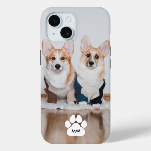 Schattige Dog Photo White Paw Print Case-Mate iPhone Case (Achterkant)